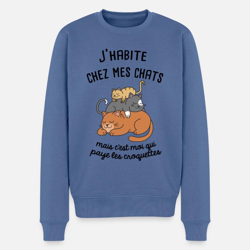 Humor Katzen - Männer Premium Bio Pullover - Taubenblau