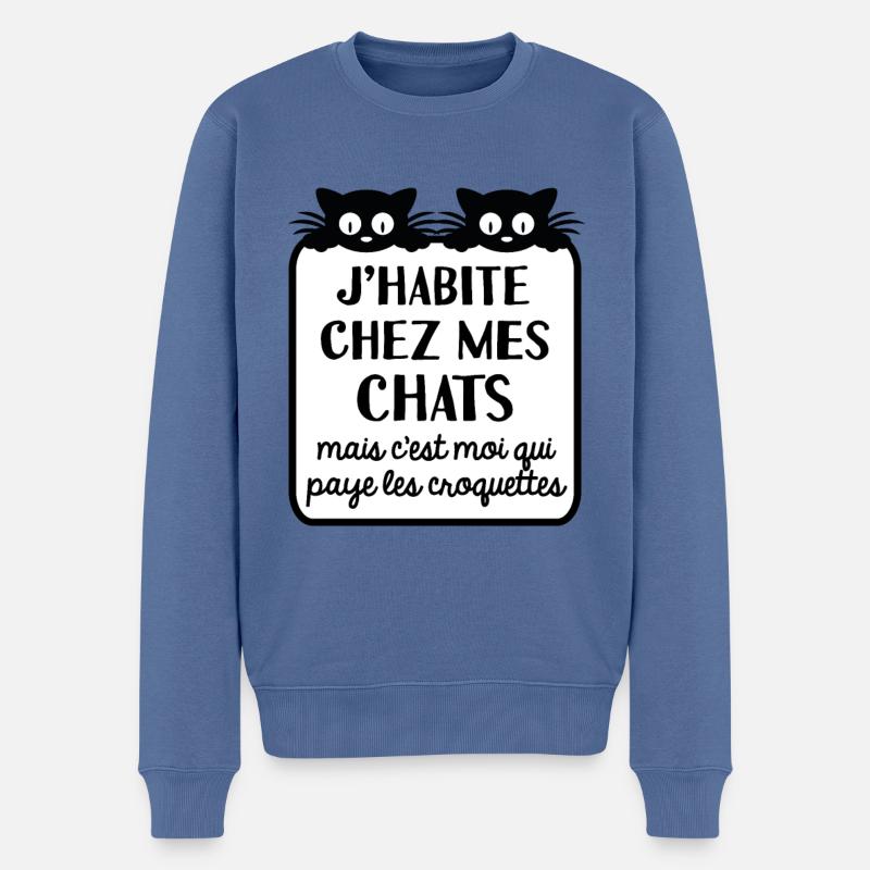 Hauskatze - Männer Premium Bio Pullover - Taubenblau
