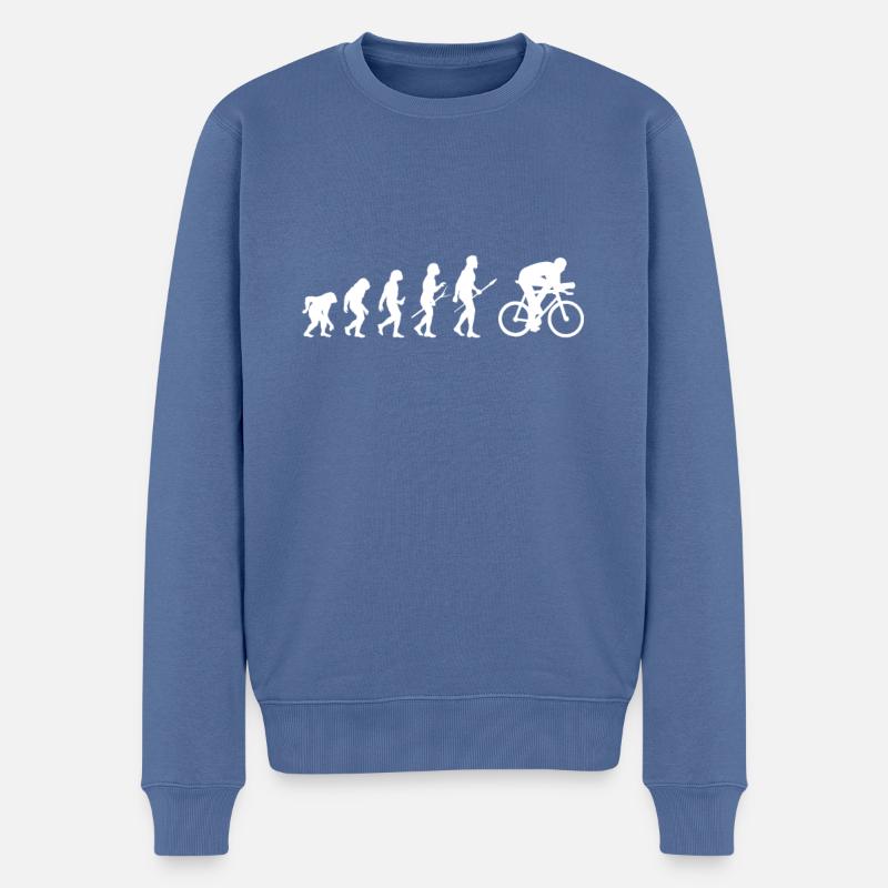 Evolution Radfahrer - Männer Premium Bio Pullover - Taubenblau