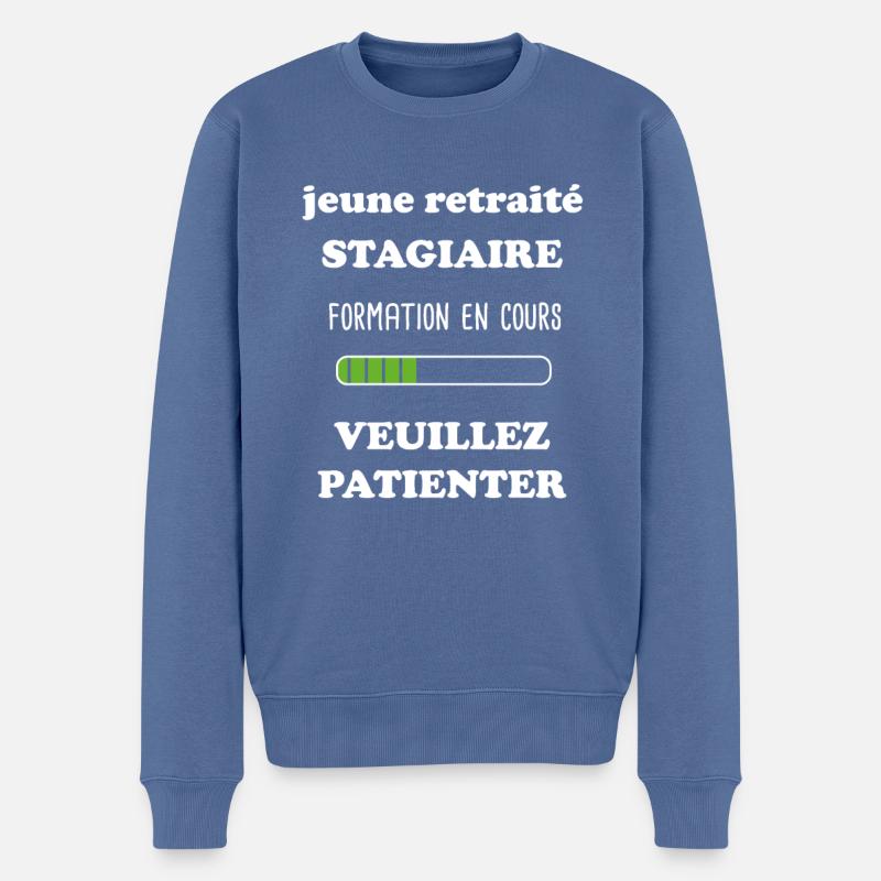 Retraite Humoristique - Pull Premium bio Homme - bleu pigeon