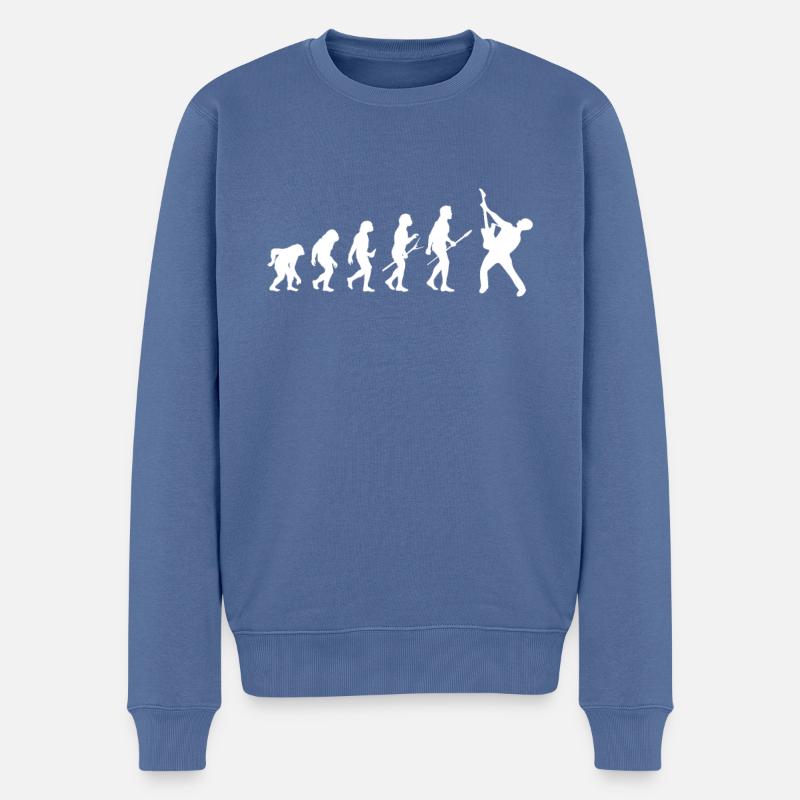 evolution guitariste - Pull Premium bio Homme - bleu pigeon