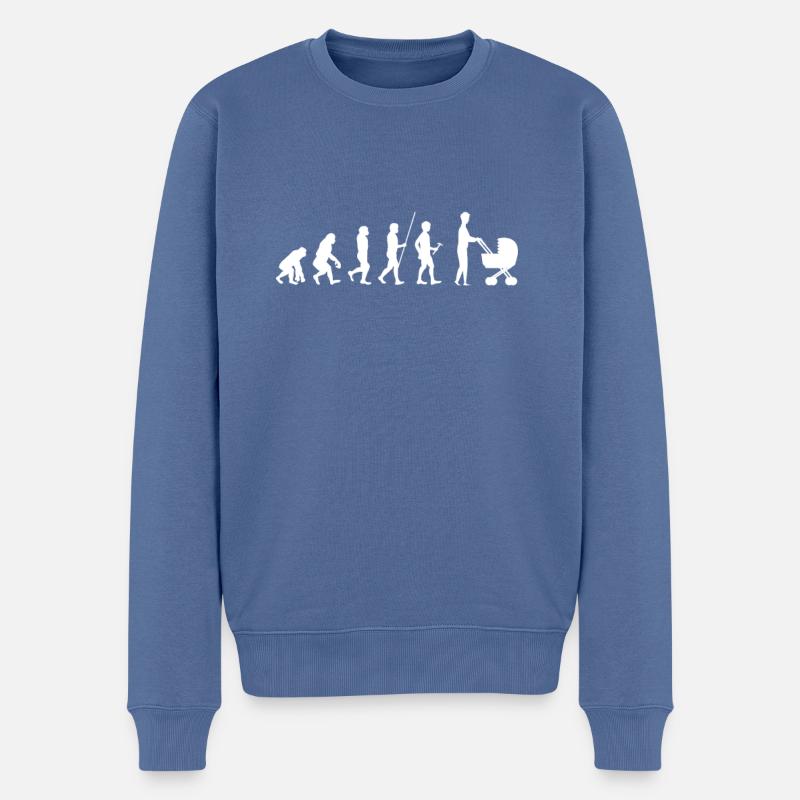 Evolution des Vaters - Männer Premium Bio Pullover - Taubenblau