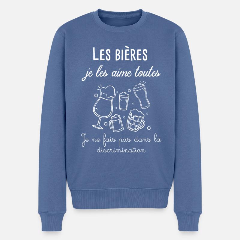 Offrir cadeau bières - Pull Premium bio Homme - bleu pigeon