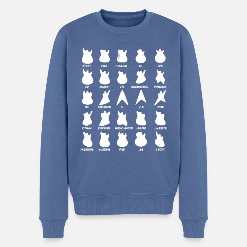 Silouhettes de Guitares - Pull Premium bio Homme - bleu pigeon