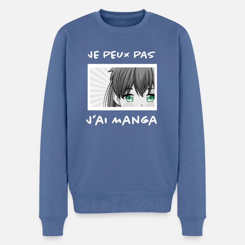 Dessin Manga - Pull Premium bio Homme - bleu pigeon