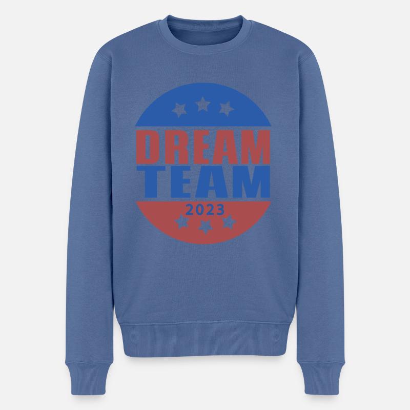 Dream Team - Männer Premium Bio Pullover - Taubenblau