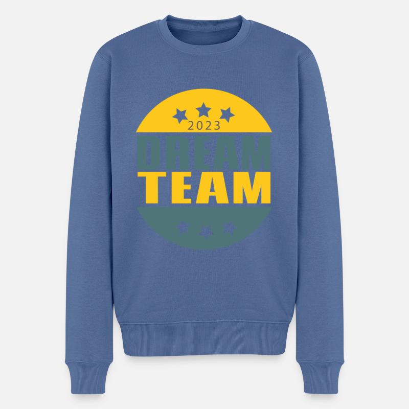 Dream Team - Männer Premium Bio Pullover - Taubenblau