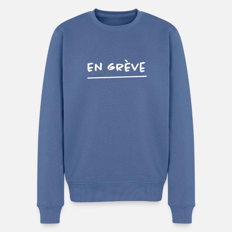 En grève ! - Pull Premium bio Homme - bleu pigeon