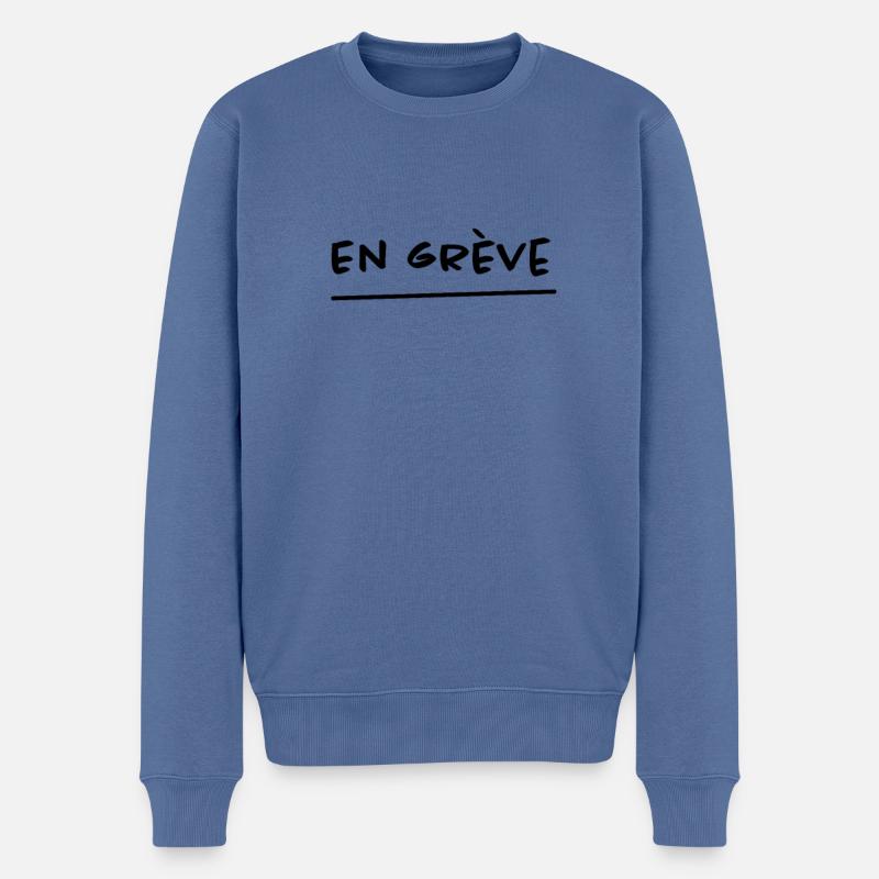 En grève ! - Pull Premium bio Homme - bleu pigeon