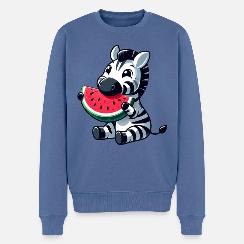 Zebra Melon Pastèque Fruit Fruité - Pull Premium bio Homme - bleu pigeon