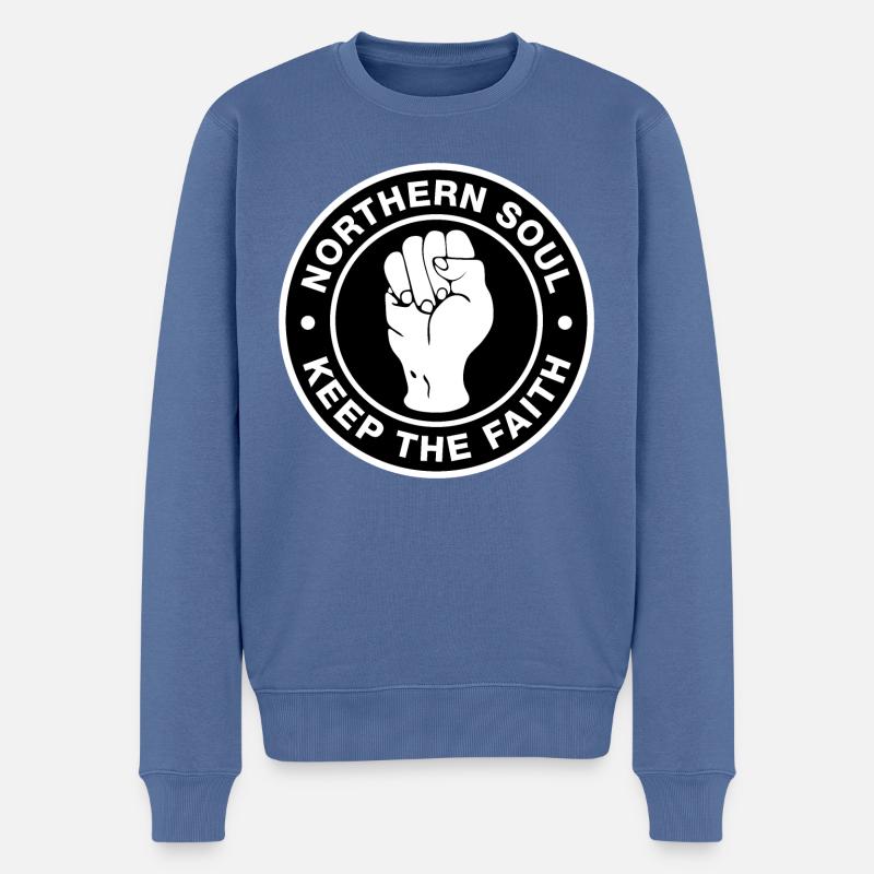 Northern Soul - Behalte den Glauben - Schwarzes Logo - Männer Premium Bio Pullover - Taubenblau