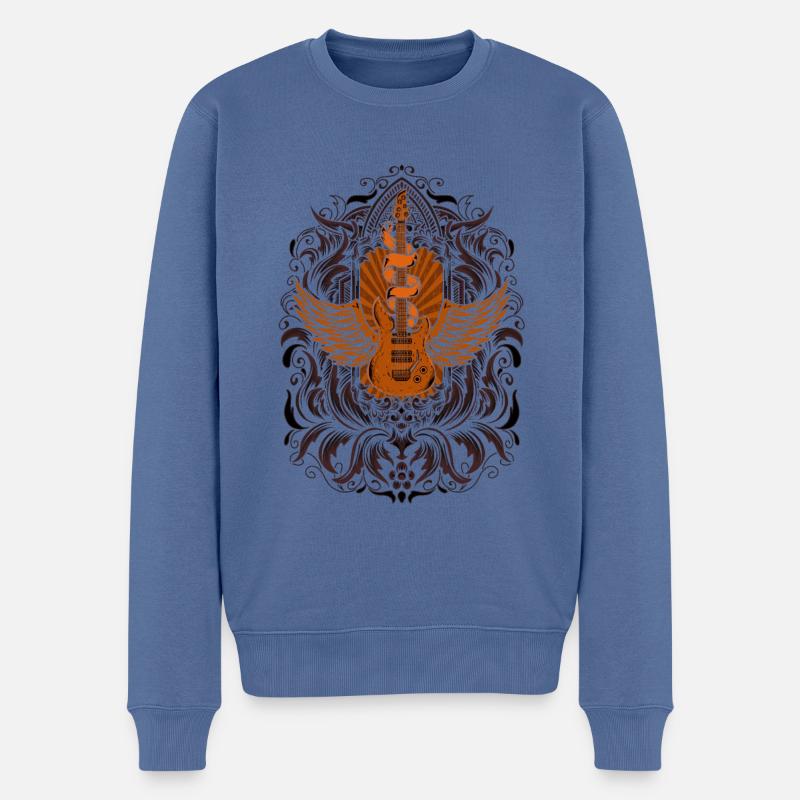 GEFLÜGELTE E-GITARRE - Männer Premium Bio Pullover - Taubenblau