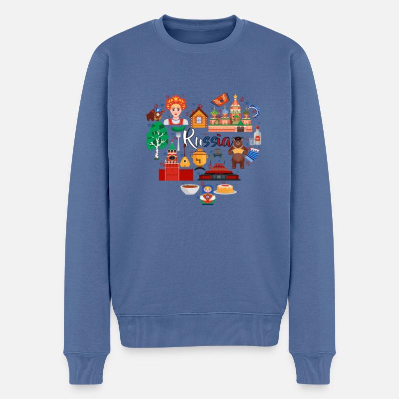 Russisches Geschenk Russland - Männer Premium Bio Pullover - Taubenblau