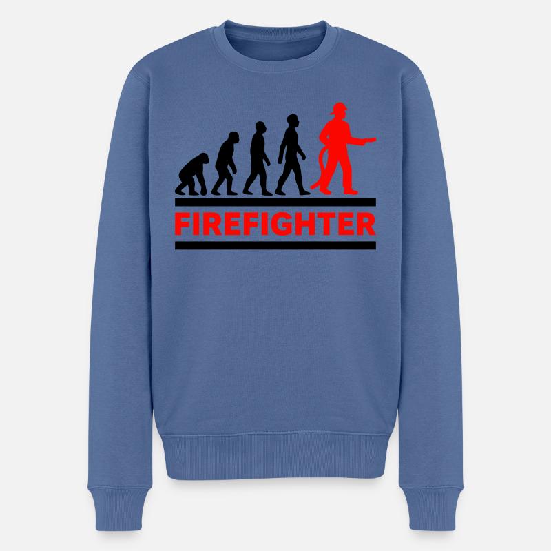 Evolution Firefighter Hero Cool Gift - Men's Premium Organic Jumper - stone blue
