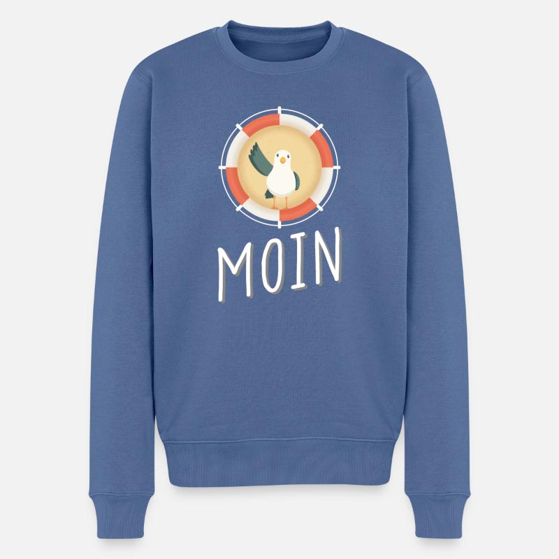 Moin Möwe - Männer Premium Bio Pullover - Taubenblau