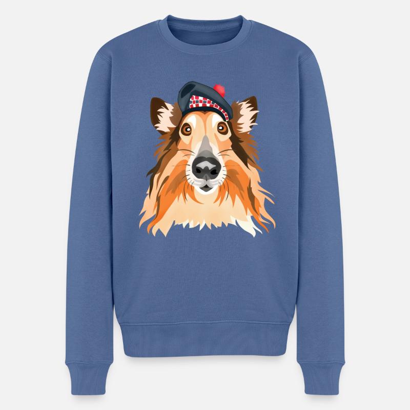 Schottischer Collie - Männer Premium Bio Pullover - Taubenblau