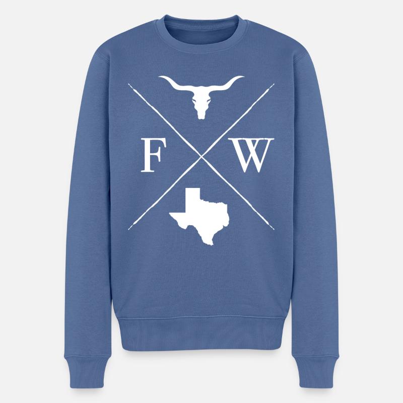 Fort Worth - Männer Premium Bio Pullover - Taubenblau