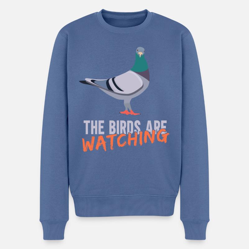 Les oiseaux observent - Pull Premium bio Homme - bleu pigeon