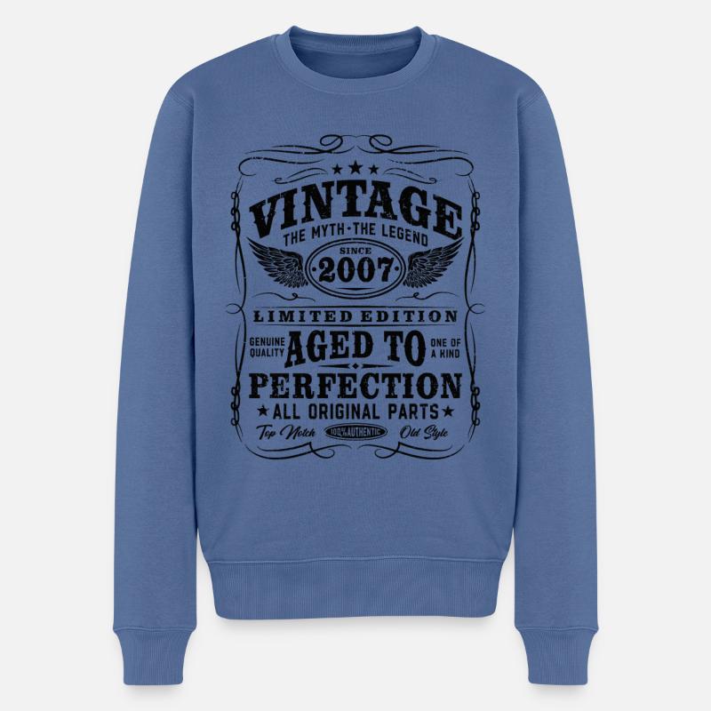 Vintage 2007 Jahrgang Geburtstag Geschenk - Männer Premium Bio Pullover - Taubenblau
