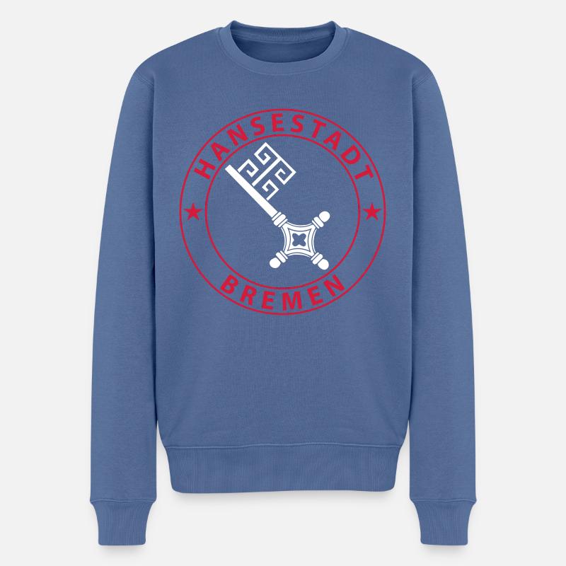 Bremen Wappen - Männer Premium Bio Pullover - Taubenblau