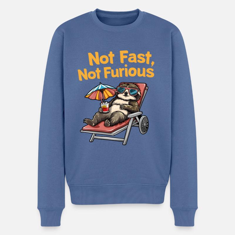 Pas rapide Pas furieux Paresseux - Pull Premium bio Homme - bleu pigeon