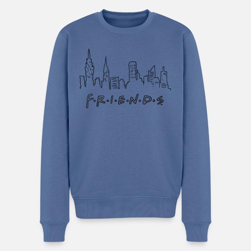 Friends New York Skyline - Männer Premium Bio Pullover - Taubenblau