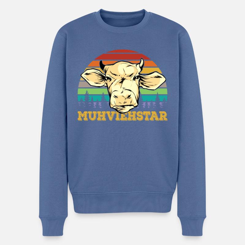 Muhviehstar Kuh Farmer - Männer Premium Bio Pullover - Taubenblau