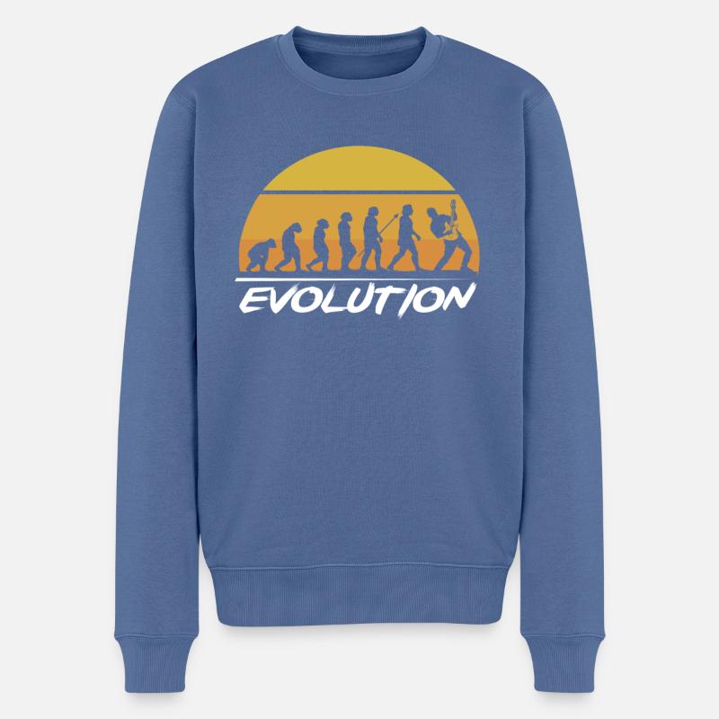 Gitarre Gitarren Evolution - Männer Premium Bio Pullover - Taubenblau
