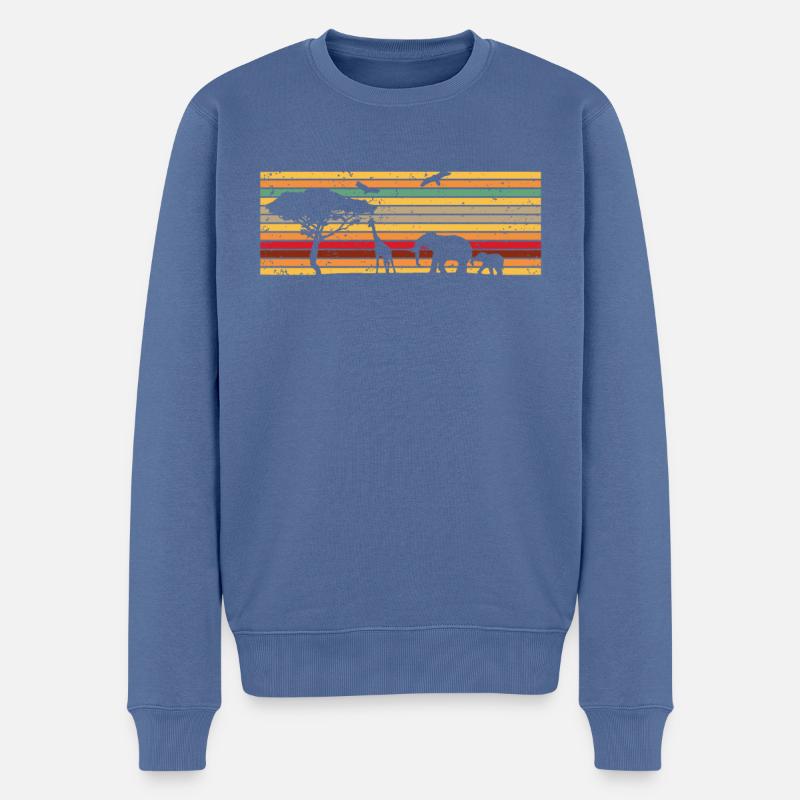 Afrika Elefant Giraffe Vintage - Männer Premium Bio Pullover - Taubenblau