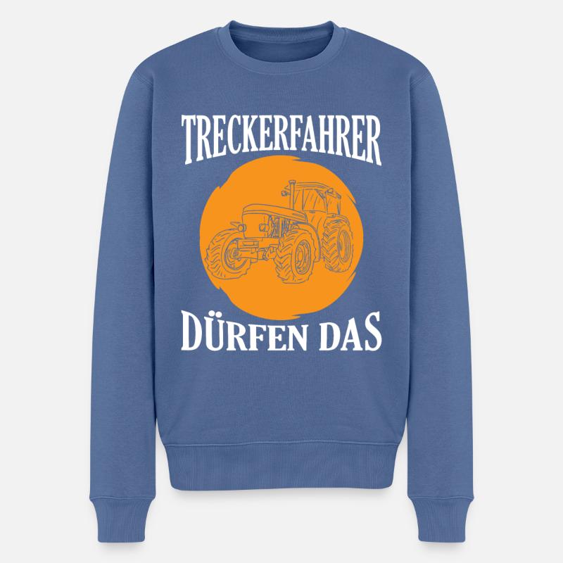 Treckerfahrer Dürfen Das Traktor - Männer Premium Bio Pullover - Taubenblau