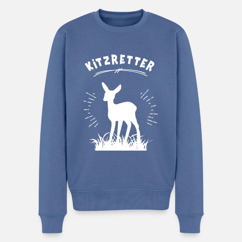 Kitzrettung Kitzretter Kitze Retten Tierschutz Reh - Männer Premium Bio Pullover - Taubenblau