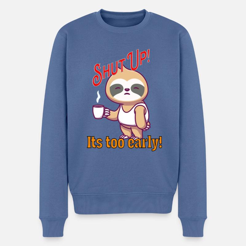 faultier fun motiv - Männer Premium Bio Pullover - Taubenblau