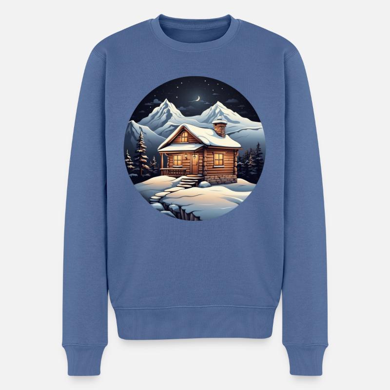 Chalet enneigé - Pull Premium bio Homme - bleu pigeon