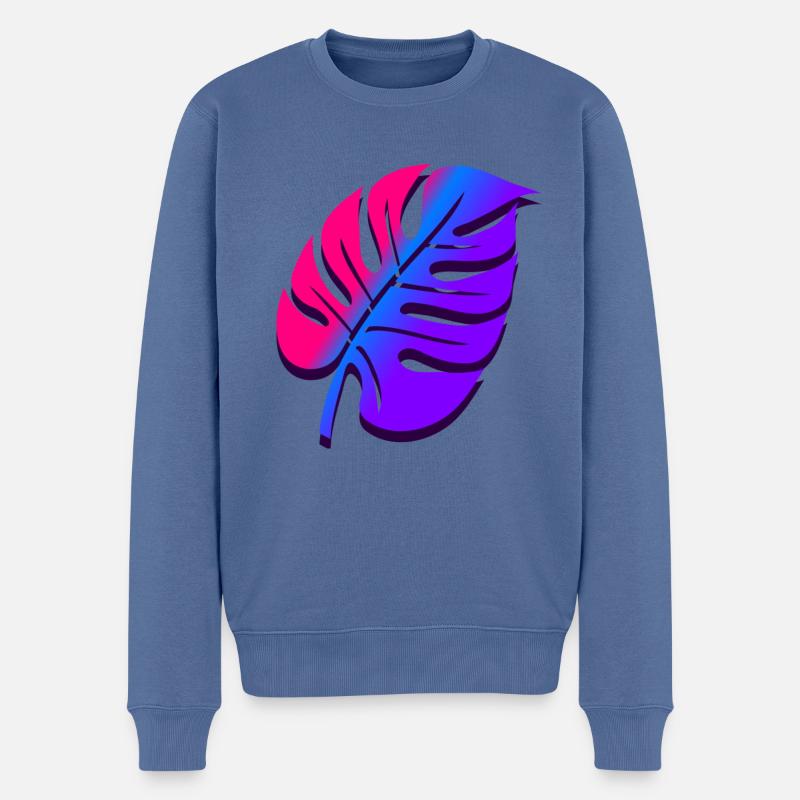 Monstera Blatt Farben Herbst - Männer Premium Bio Pullover - Taubenblau