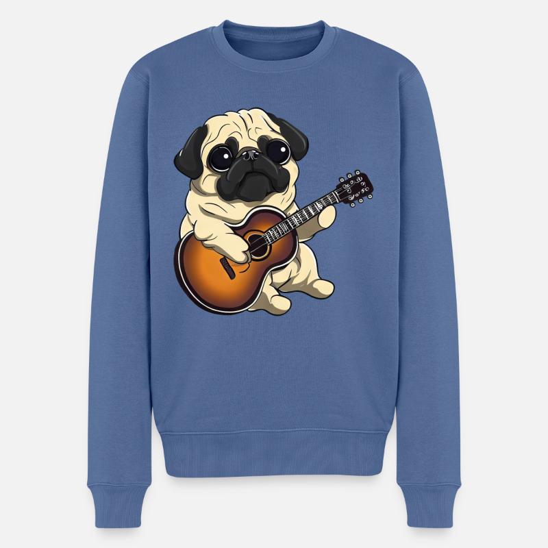 Mops-Gitarrist - Männer Premium Bio Pullover - Taubenblau