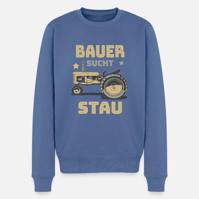 Bauern Demo Bauer Bauernhof - Bauer sucht Stau - Männer Premium Bio Pullover - Taubenblau