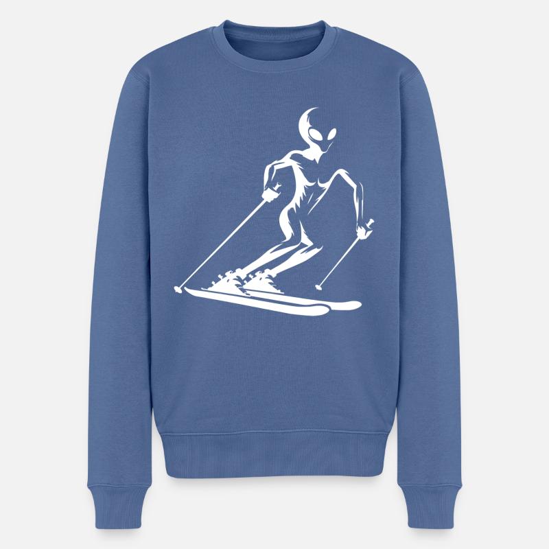 Alien Skifahrer Silhouette für minimalistischen - Männer Premium Bio Pullover - Taubenblau