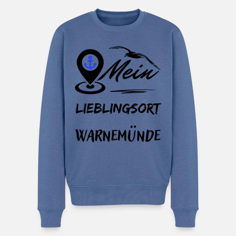 Lieblingsort Warnemünde-Ostseebad Warnemünde - Männer Premium Bio Pullover - Taubenblau