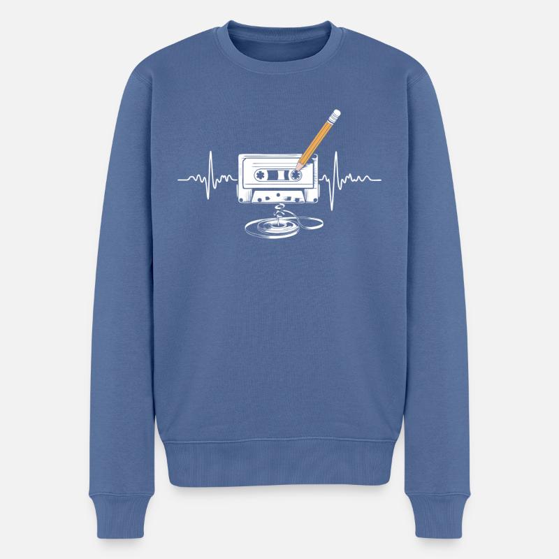 Retro Musik Kassette Herzschlag Vintage Mixtape - Männer Premium Bio Pullover - Taubenblau