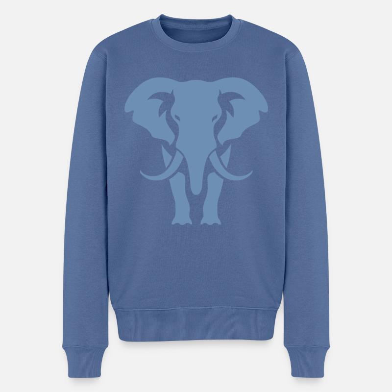Logo blanc Elephant Silhouette - Pull Premium bio Homme - bleu pigeon