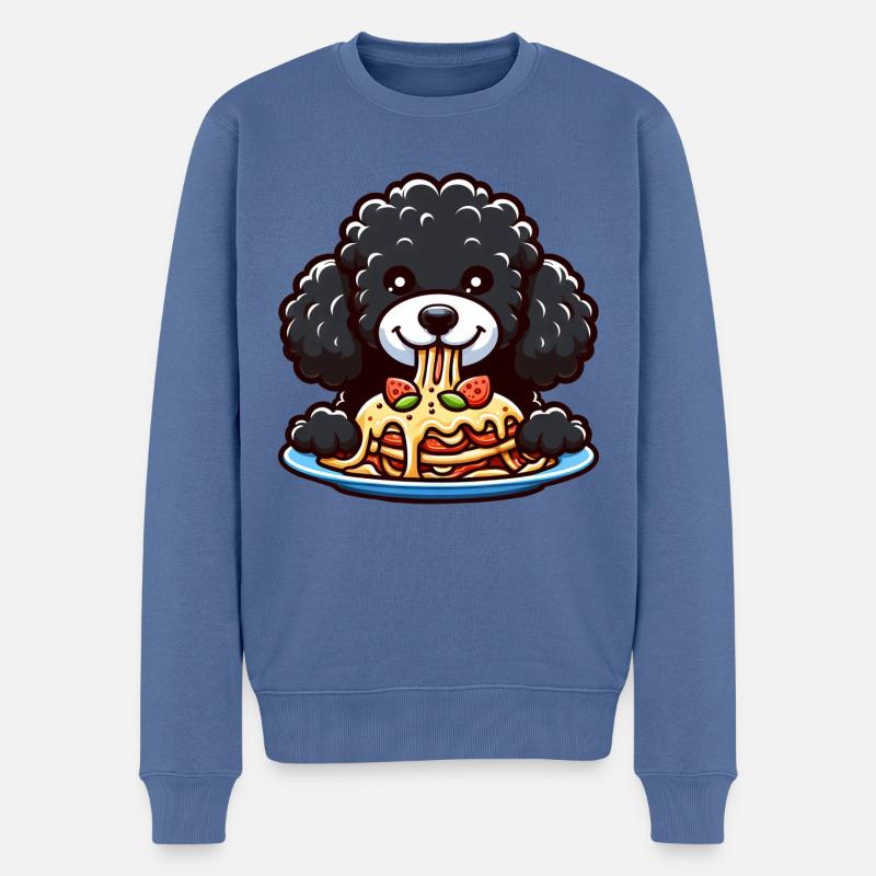 Schwarzer Pudel und Lasagne Comic - Männer Premium Bio Pullover - Taubenblau