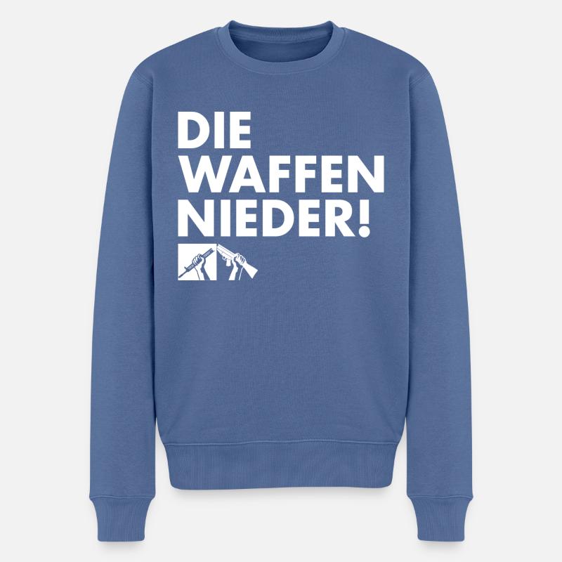 DIE WAFFEN NIEDER! - Männer Premium Bio Pullover - Taubenblau