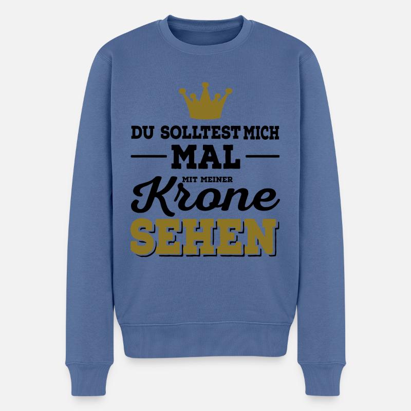 Krone - Männer Premium Bio Pullover - Taubenblau