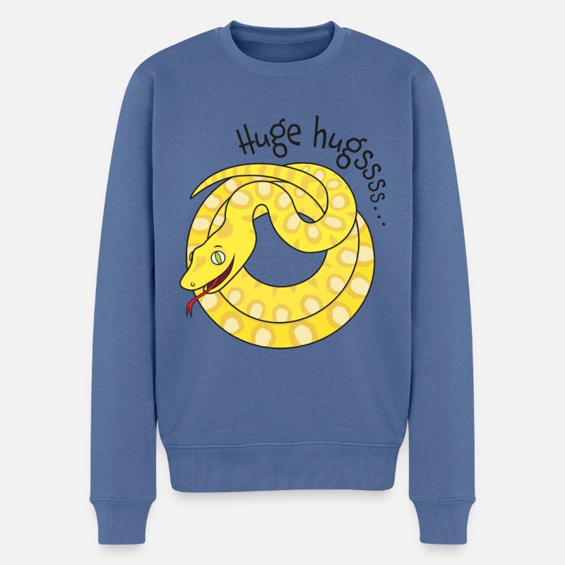 Câlins serrés disponibles chez python! - Pull Premium bio Homme - bleu pigeon