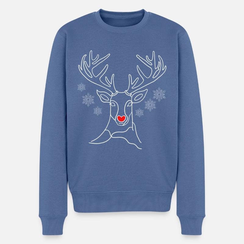 Cerf Noël nez rouge - Pull Premium bio Homme - bleu pigeon