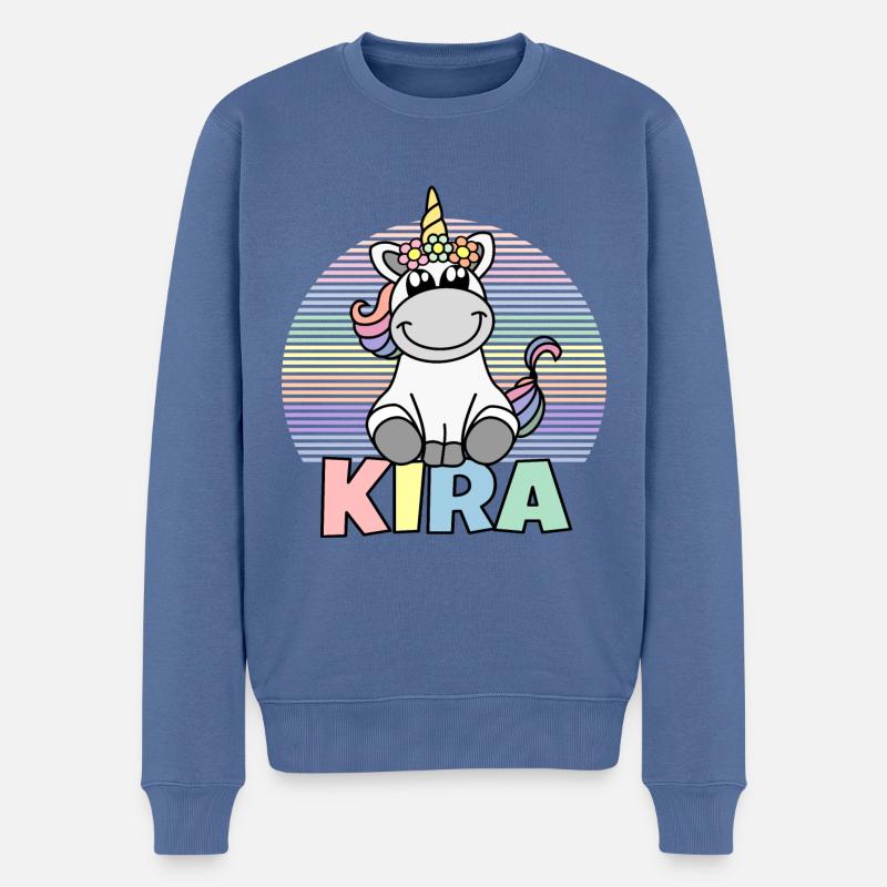 Kira Einhorn Name - Männer Premium Bio Pullover - Taubenblau