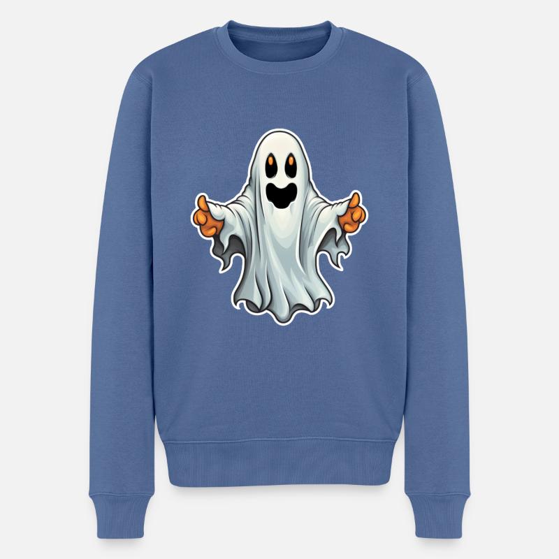 Gespenst Halloween - Männer Premium Bio Pullover - Taubenblau