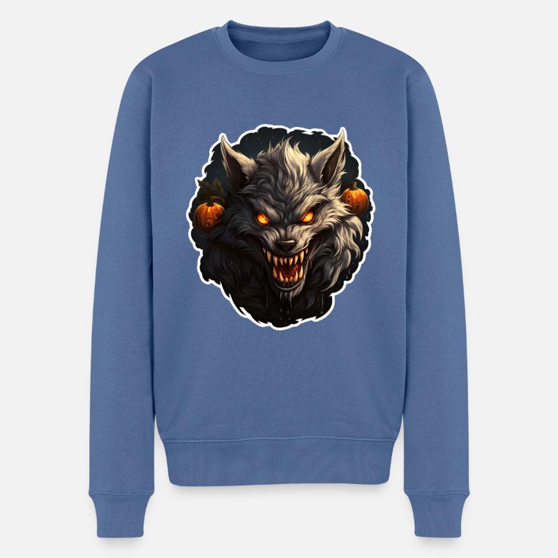 Werwolf Halloween - Männer Premium Bio Pullover - Taubenblau