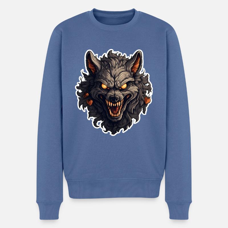 Halloween Werwolf - Männer Premium Bio Pullover - Taubenblau