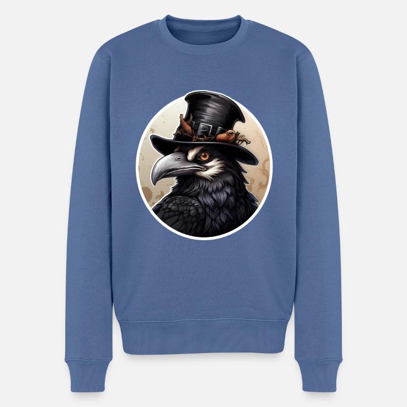 Oiseau avec chapeau Halloween - Pull Premium bio Homme - bleu pigeon